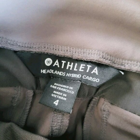Athleta Headlands Hybrid Cargo Pants Womens Size 4 Brown Stretch Pull On Legging - Picture 5 of 10